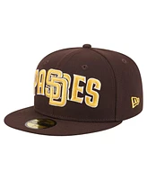 New Era Men's Brown San Diego Padres Overlap 59FIFTY Fitted Hat