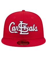 New Era Men's Red St. Louis Cardinals Overlap 59FIFTY Fitted Hat