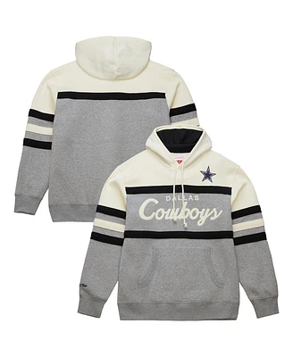 Mitchell & Ness Men's Cream/Gray Dallas Cowboys Head Coach Vintage Logo Pullover Hoodie