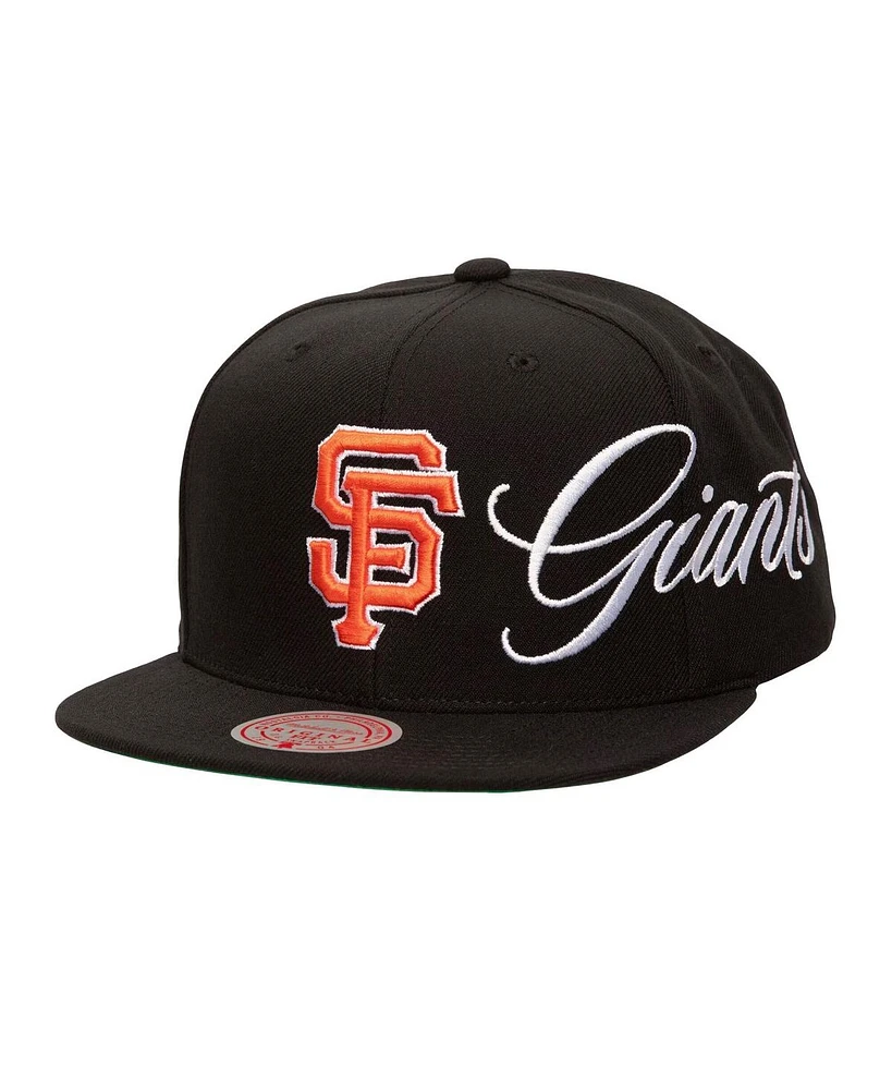 Mitchell & Ness Men's Black San Francisco Giants Just Don x Mlb Lux Script Snapback Hat