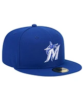 New Era Men's Royal Miami Marlins White Logo 59FIFTY Fitted Hat