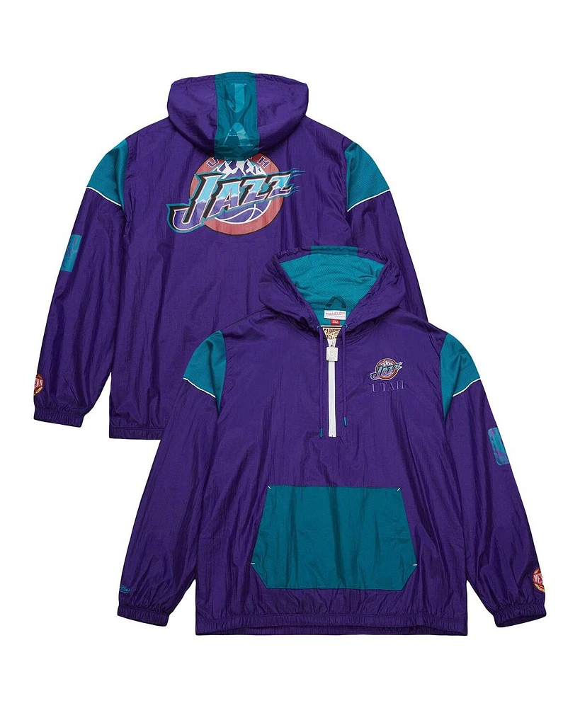 Mitchell & Ness Men's and Women's Purple Utah Jazz Hardwood Classics Team Og 3.0 Anorak Half-Zip Windbreaker Jacket