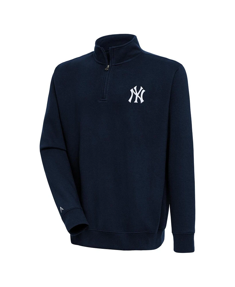 Antigua Men's Navy New York Yankees Victory Quarter-Zip Pullover Top