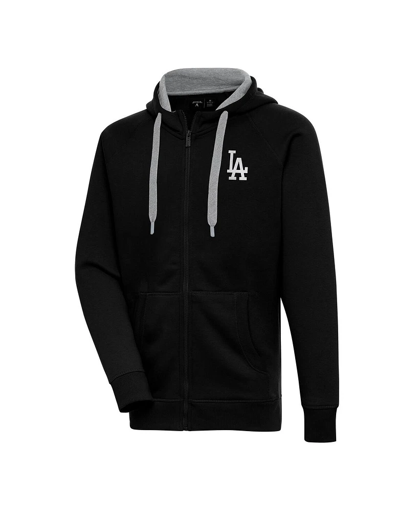 Antigua Men's Black Los Angeles Dodgers Metallic Victory Full-Zip Hoodie Jacket