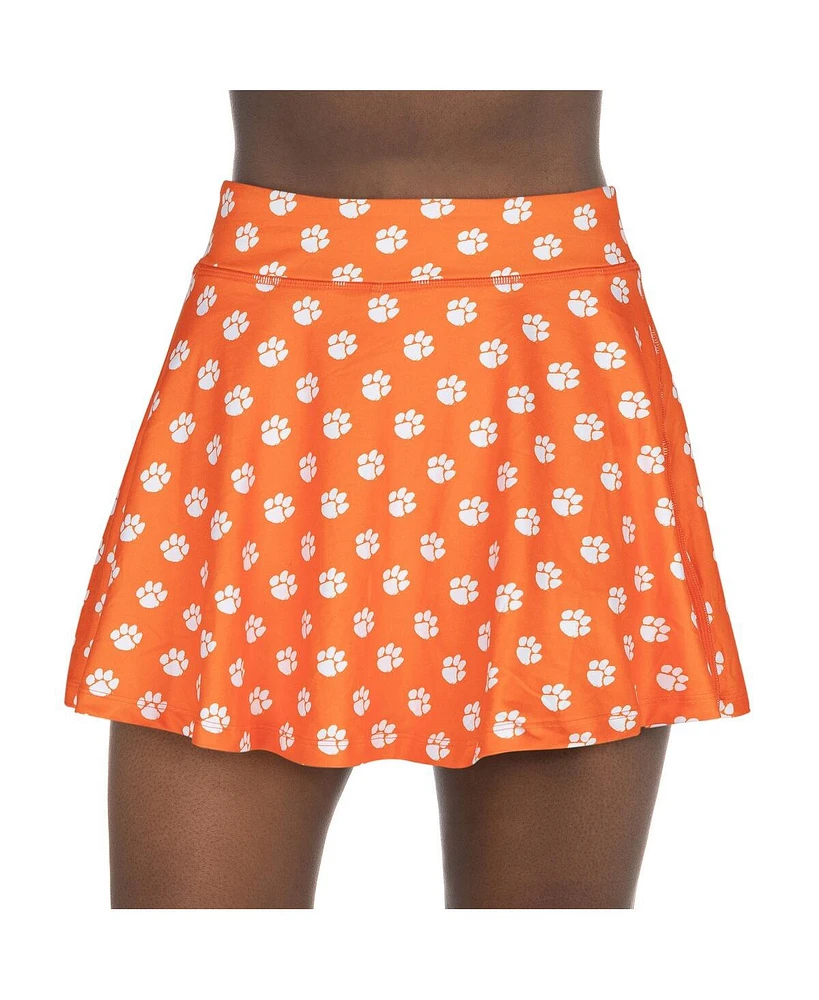 ZooZatz Women's Orange Clemson Tigers All-Over Print Flowy Skort