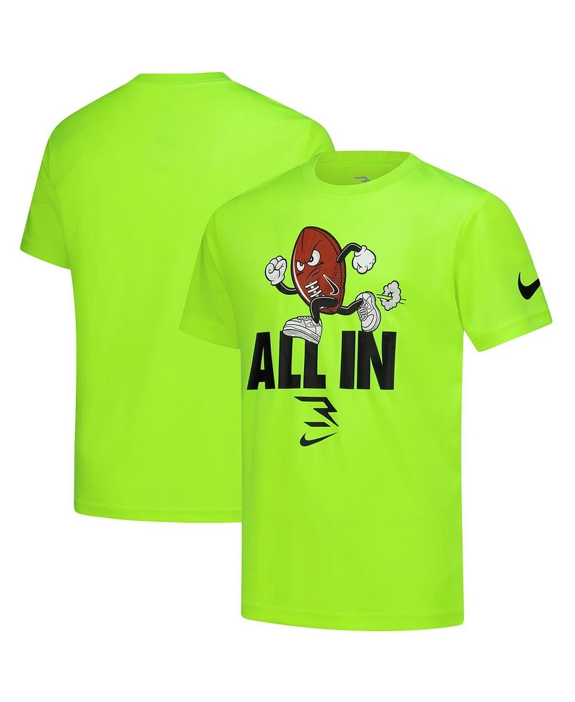 Nike 3BRAND by Russell Wilson Big Boys and Girls Neon Green Performance All In Ballers T-Shirt