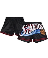 Mitchell & Ness Women's Black Philadelphia 76ers Swingman Big Face 3.0 Basketball Shorts