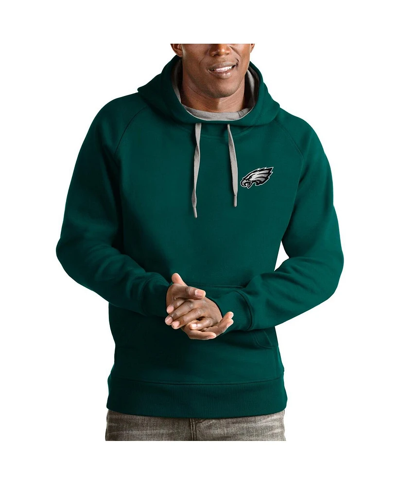 Antigua Men's Midnight Green Philadelphia Eagles Logo Victory Pullover Hoodie