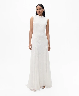 Mango Women's Pleated Lace Dress