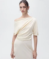 Mango Women's Draped Asymmetrical Midi Dress