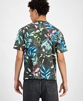 Sun + Stone Men's Domenica Short Sleeve Tropical Print Crewneck T-Shirt, Exclusive at Macy's