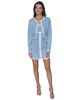 Karl Lagerfeld Paris Women's Contrast-Trim Tweed Cropped Jacket