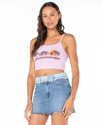 Roxy Juniors' Palm Stripe Graphic Cropped Tank Top