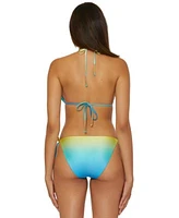 Trina Turk Womens West Palm Reversible Triangle Bikini Top Side Tie Bottoms