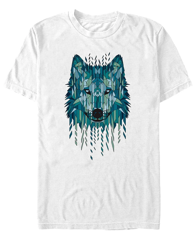 Design By Humans Men's Geometric Wolf Short Sleeve T-Shirt
