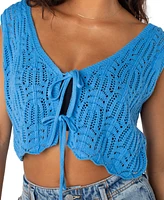 Roxy Juniors' Beach Bound Cotton Crochet Tie-Front Vest