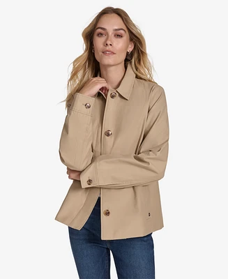 Nautica Jeans Women's Collared Solid Trench Coat