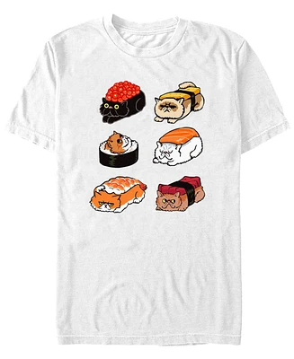 Design By Humans Men's Sushi Persian Cat Short Sleeve T-Shirt