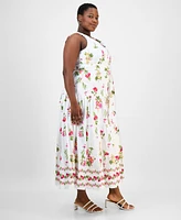 Taylor Plus Floral V-Neck Sleeveless Maxi Dress