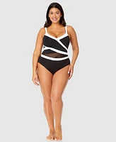 Anne Cole Plus Mesh-Trim One-Piece Swimsuit
