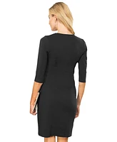 HotSquash London Women's Pleat Waist Dress with 3/4 Sleeves