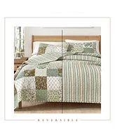 Linery & Co. All Season 3 Piece Floral Stitched Quilt Set with Shams