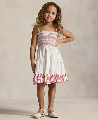 Polo Ralph Lauren Toddler and Little Girls Smocked Eyelet Jersey Dress