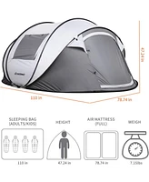 EchoSmile Camping Instant Tent, 4 Person Pop Up Water Resistant Dome Easy Setup for Hiking and Outdoor, Portable Tent with Carry B