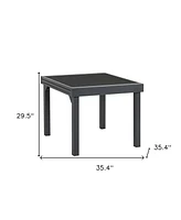 35" Square Metal Extendable Outdoor Side Table
