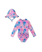 Andy & Evan Baby Girls Floral Print Rashguard w/Hat