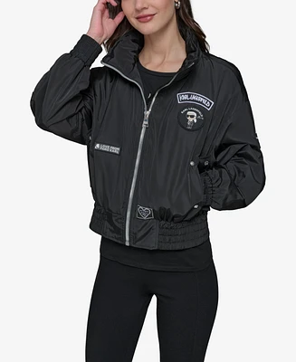 Karl Lagerfeld Women's Logo Collar Bomber