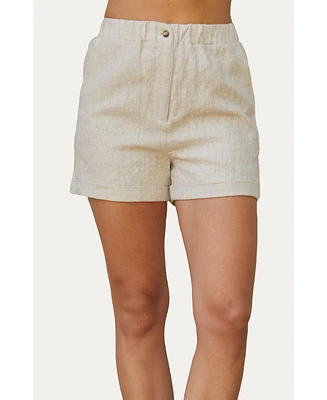 Crescent Women's Gretchen Cuffed Linen Shorts