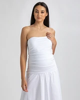 Pietro Brunelli Maternity Strapless Side Ruching Poplin and Jersey Coco Dress
