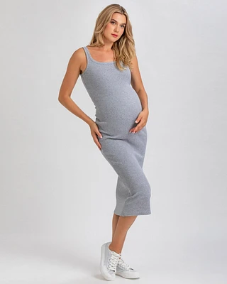 Pietro Brunelli Maternity Sleeveless Square Neck Rib Knit Super Stretch Belle Dress