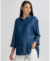 Pietro Brunelli Maternity 3/4 Sleeve Chambray-look Viscose Erica Blouse