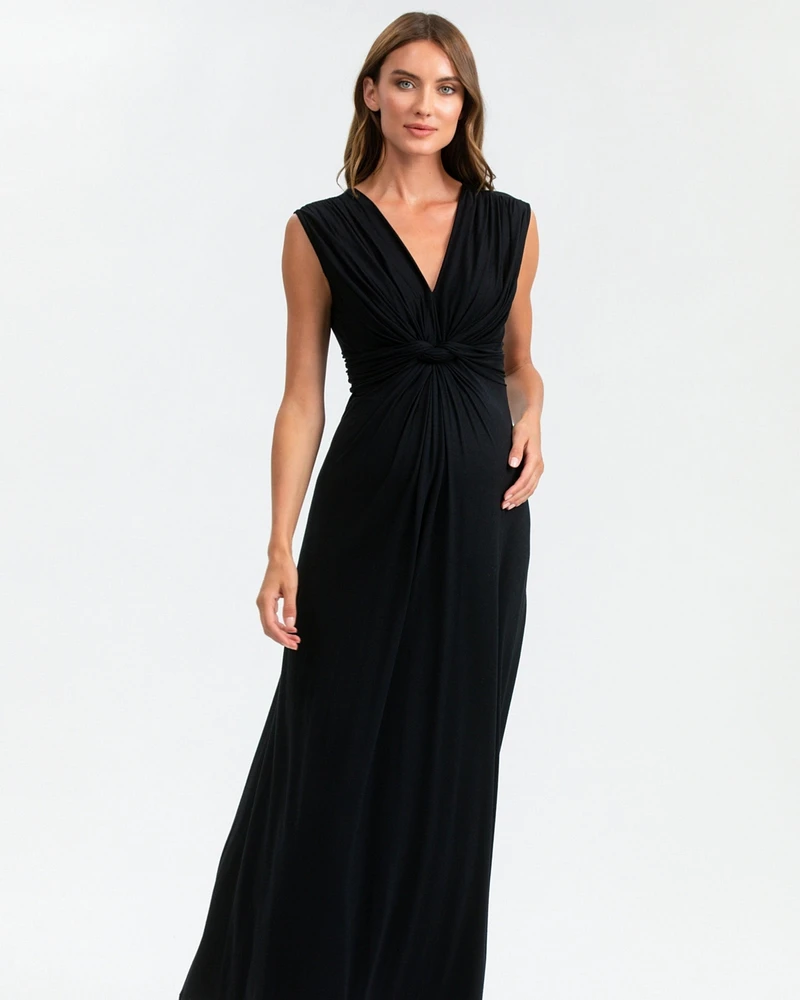 Pietro Brunelli Maternity Sleeveless Knot Detail V-Neck Nursing Papaver Dress