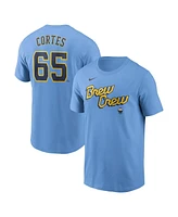 Nike Men's Nestor Cortes Navy Milwaukee Brewers Fuse Name Number T-Shirt