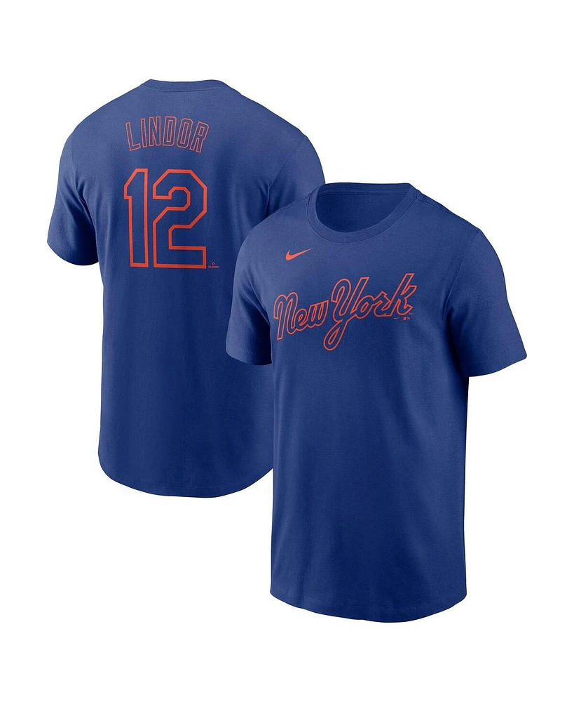 Nike Men's Francisco Lindor Royal New York Mets Fuse Name Number T-Shirt