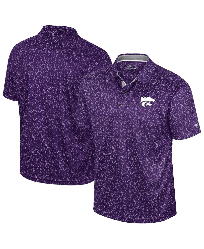 Colosseum Men's Purple Kansas State Wildcats Sublimated Golf Polo Shirt