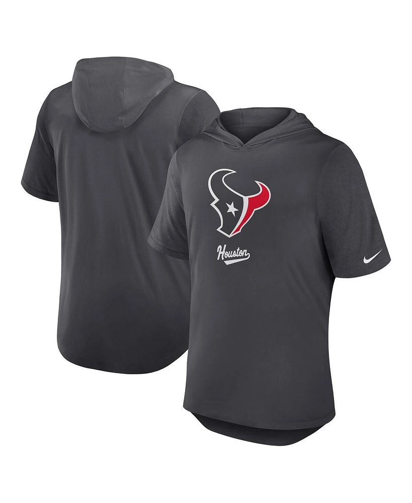 Nike Men's Anthracite Houston Texans Tri-Blend Performance Hoodie T-Shirt