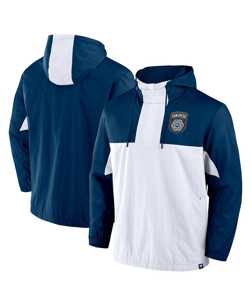 Fanatics Men's Navy San Diego Fc Free Kick Woven Quarter-Zip Hoodie Jacket