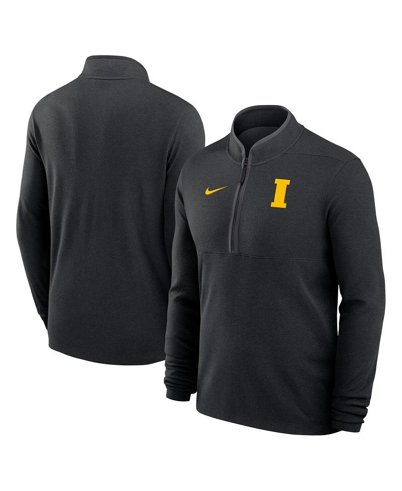 Nike Men's Black Iowa Hawkeyes Baseball Logo Victory Performance Half-Zip Pullover Hoodie