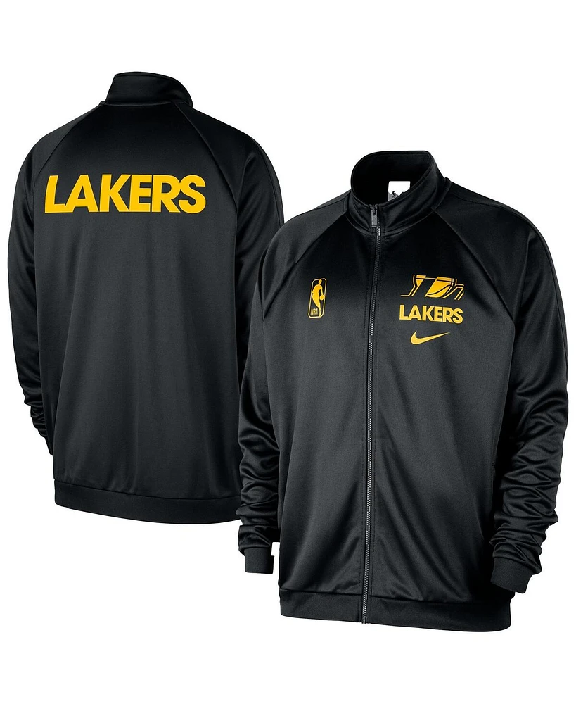 Nike Men's Black Los Angeles Lakers Courtside Pique Club Full-Zip Track Jacket