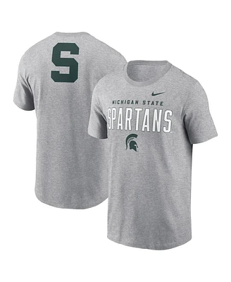 Nike Men's Heather Gray Michigan State Spartans Campus 2-Hit Primary Mascot T-Shirt