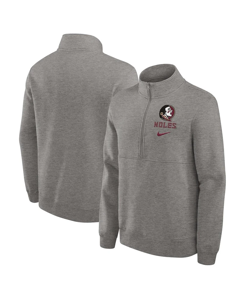 Nike Men's Heather Gray Florida State Seminoles Primetime Club Half-Zip Sweatshirt
