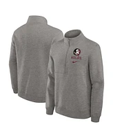 Nike Men's Heather Gray Florida State Seminoles Primetime Club Half-Zip Sweatshirt