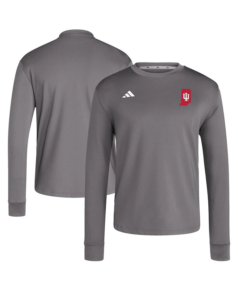 Adidas Men's Gray Indiana Hoosiers Dugout Pullover Sweatshirt
