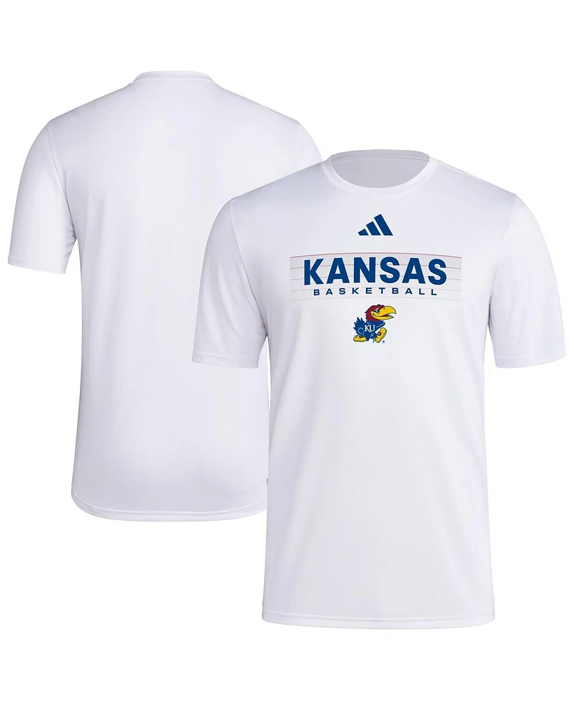 Adidas Men's White Kansas Jayhawks Locker On-Court The Fade Pregame Aeroready T-Shirt