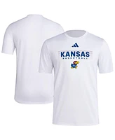 Adidas Men's White Kansas Jayhawks Locker On-Court The Fade Pregame Aeroready T-Shirt