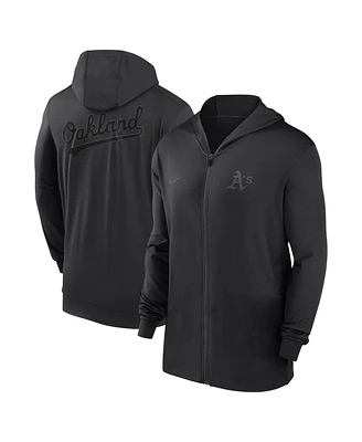 Nike Men's Black Oakland Athletics Authentic Collection Travel Performance Lightweight Full-Zip Hoodie